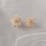 ワイヤークロッシェ  お花のピアス(ベージュ)