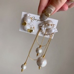 パールビジューゴールドアシメピアス&イヤリング