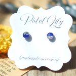 No.54300 小さいシルバーパープル 紫樹脂ピアス アレルギー対応 made by PISTOL LILY