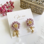 「misty pink」ビーズフラワーピアス/イヤリング   