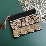 インド刺繍リボン＊タッセルポーチ
