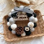 【ねこ好きさん必見🐈‍⬛】ハロウィン ハロウィンリース 毛糸玉リース ねこ モノトーンカラー🖤 ねこ×コウモリ