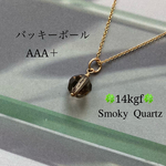 【希少】✨14kgf✨穏やかに煌めく✨バッキーボール(スモーキークォーツ)のネックレス