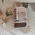 ～【予約作品！】＊淡いブラウン柄のナチュラルな通帳ケース＊