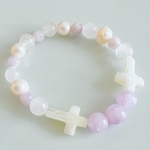 天然石 *croix de perles* ✝️ ラベンダーアメジスト 淡水パール 翡翠