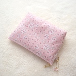 リバティ　ジョアンナ　いちごラテ　ビニコの中布・ポケット・マチ付きポーチ　17×11×3cm