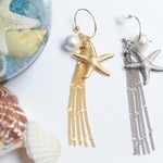 ＊コットンパールとスターフィッシュのタッセルピアス/イヤリング＊