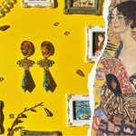 【名画モチーフ】【2way】クリムト　「Girl with Fan」　イヤリング・ピアス