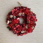 数量限定【大人のクリスマス】ボルドーとゴールドのウィンターリース ２５cm・Ｍ　クリスマスリース・クリスマス飾り
