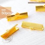 [50個]～ ワニカン 22mm×ゴールド：ワニ口 わにぐち  ひも留め リボンエンド エンドパーツ 個数選択＆カラー・サイズ MIXできます！｟送料無料｠