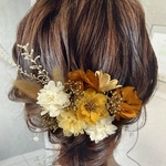 【再販♡】結婚式 前撮り ドライフラワー ヘッドパーツ ヘッドドレス ヘアード (マスタード)