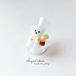 🐻‍❄️🍹 Teddy bear ring〜おやつの時間  ✵ シトラスティーソーダグラスのくまリング 《 シュガベア 》フリーリング  