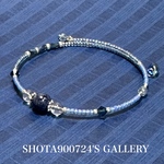 🫐Thanks100❣️［再販18］ブルー　サファイア　シングル　ワイヤーブレスレッド　天然石　#minne_new  Swarovski 