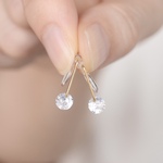 キュービックジルコニア まち針イヤリング サージカルステンレス 樹脂イヤリング ゴールドカラー 誕生日プレゼント 結婚式 お呼ばれ