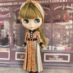 ロング丈レトロワンピース(nostalgique orange)ヘアバンド付き2点セット