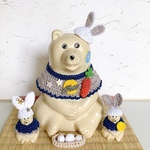 🐻‍❄️🌕北欧白くま貯金箱(レギュラー)＆ガチャガチャしろくまミニお月見🎑お着替え7点セット　