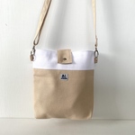 ちょっとお出かけポシェット　ベージュ×ホワイト