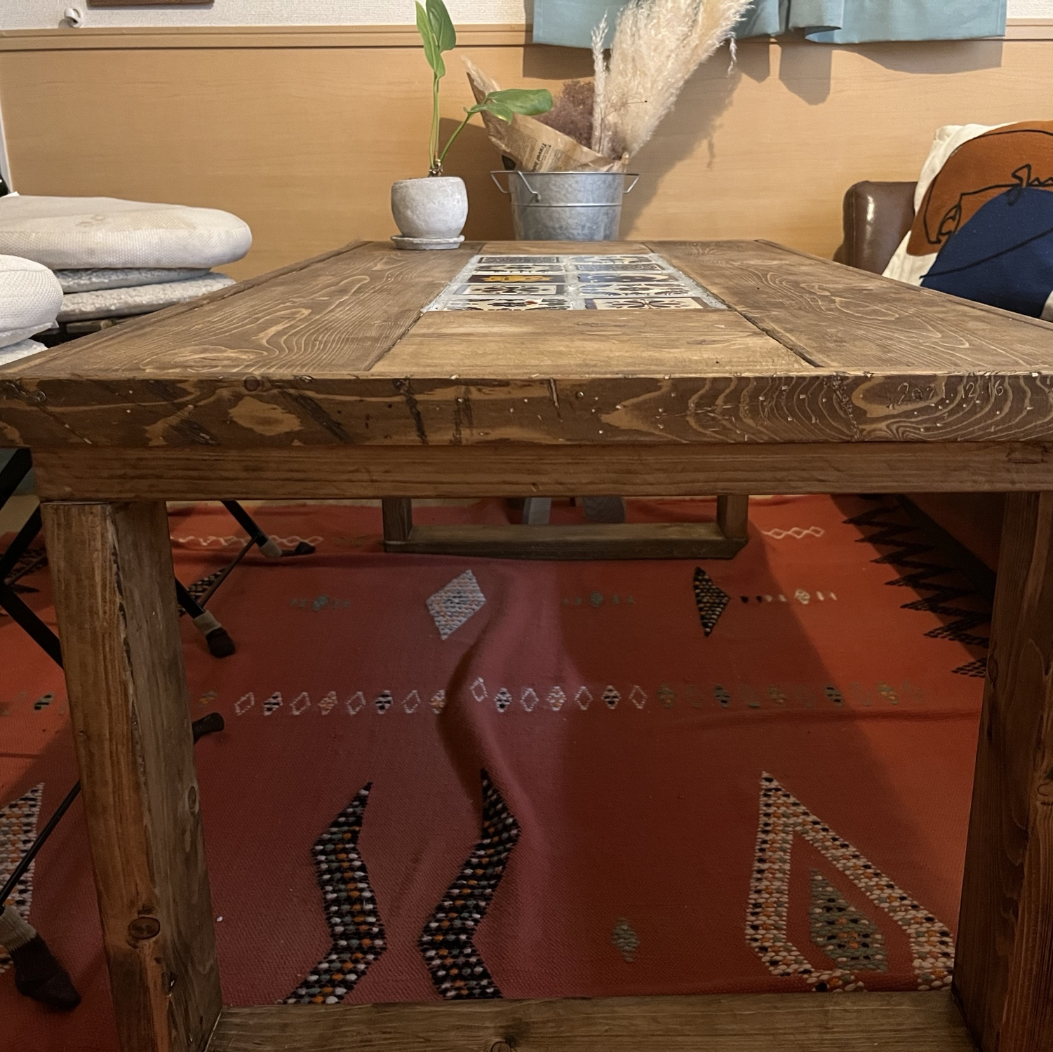 一点物　古材　メキシカンタイル　オーダーテーブル　カフェ 一点物 古材 メキシカンタイル オーダーテーブル カフェ - メルカリ