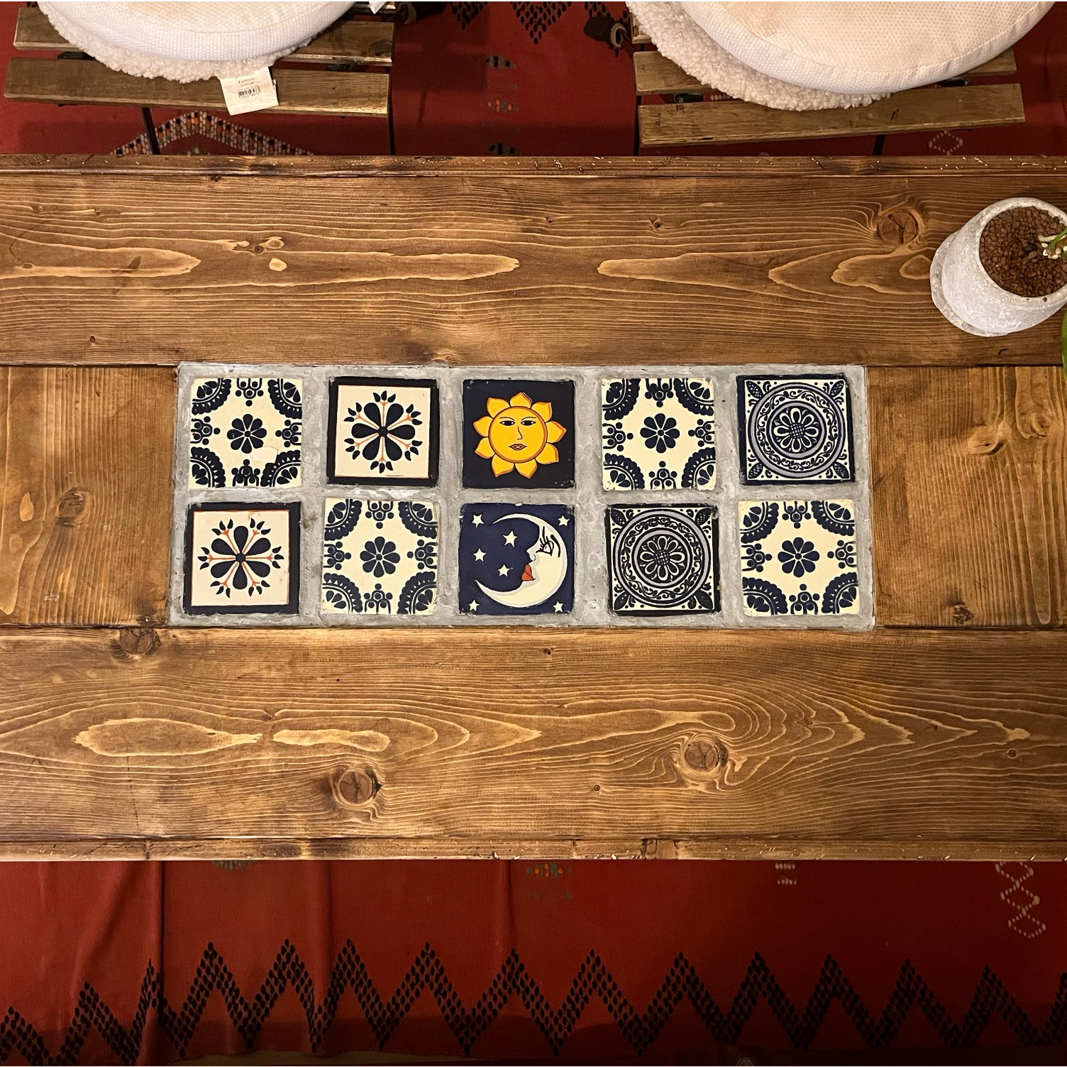 一点物　古材　メキシカンタイル　オーダーテーブル　カフェ 一点物 古材 メキシカンタイル オーダーテーブル カフェ - メルカリ