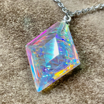 🌈新型２色水色とピンクベース縁まで反射するダイクロ多層ペンダント🌈