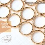 [100個]～Ф12mm ツイスト デザイン 丸カン×KCゴールド：ローレット加工(ひねり ねじれ デザイン)メタルパーツ リング 個数選択＆カラーMIXでお得｟送料込み｠
