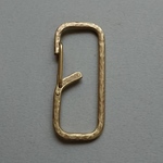 真鍮カラビナキーホルダー シングルゲート70-30 角型鎚目