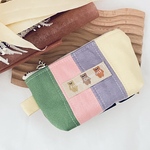 【カラー帆布×牛柄のミニミニポーチ】　パッチワーク　帆布　帆布ポーチ　牛柄　牛柄ポーチ　お薬ポーチ　ミニ　ミニポーチ