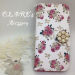  iPhone6 plus/6s plus手帳型ケース*バラ*お花ビジュー