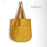 【新作】撥水加工　Uの字型トートバッグ♪ナイロンワッシャー♪マスタード
