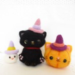 【早割】送料無料🌷黒猫ちゃん🎃👻ハロウィンパーティー🍬🍭　羊毛フェルト　猫　かぼちゃ　おばけ