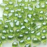 ppnalia - 40個チェコビーズドロップ＜5x7mm/オリーブグリーン・ホワイトラスター＞