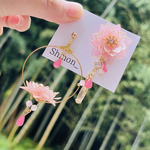 芳月下美人 ミルキーピンク🎀‪💗 揺れる ピアス イヤリング