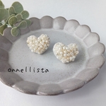 ハート の つぶつぶ ビーズ 刺繍 ピアス・イヤリング