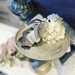 レイヤードリボン　バナナクリップ　濃淡グレー　