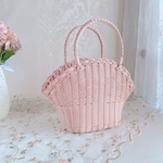 【受注制作】 〜シェルかごバック🕊〜　バスケットバッグ・ピンクベージュ