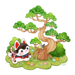犬張り子とオオムラサキ＊原画