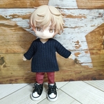 Vネックセーターとカラーデニムパンツセット☆ねんどろいどどーる服