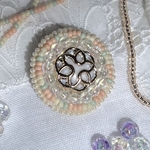 ビーズ刺繍ブローチ☆カボション、パステル