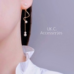 ピアス 2way パールと華奢チェーン メタルウェーブのピアス  金属アレルギー対応ピアス イヤリング 樹脂ピアス チタンピアス サージカルステンレス パール チェーン シンプル 揺れる ピアス
