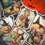 送料無料【A69コラージュ素材】シール　ハロウィン　レトロ　子供　デザインペーパー　ジャンクジャーナル　バレット　