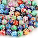 クレイビーズ(穴あり)＊ミルフィオリ*ポリマークレイ*カラフルビーズ＊直径約6ミリ＊30個