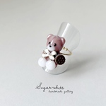 🧸🍪Teddy bear ring〜おやつの時間  ✵ クリームサンドクッキーのくまリング  《ココアさん》フリーリング  