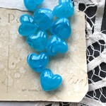 【2粒】17×19mm/クリアブルーマーブル/ぷっくりハートビーズ