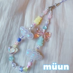 🫧☁️🧸オーロラくもくもストラップ　チャーム　ビーズアクセサリー　ビーズストラップ　プラパーツ　プラビーズ　ストラップ　ハンドストラップ　ロングストラップ　アクセサリー