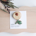 おはなブローチ♡écru×green×ブラウンゴールド