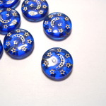 チェコプレスビーズ　月と星のコイン　コバルト　５個