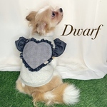 【犬服】フリルハートトップス☆（ライトグレー×グレーグレンチェック×ブラックシフォン）