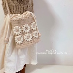 【りんぽしぇ- rinnemade original pochette- 】コットンバック ミニポシェット ポシェット お花ポシェット かぎ針編み 