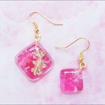 和金魚と紅小花のピアス * イヤリング