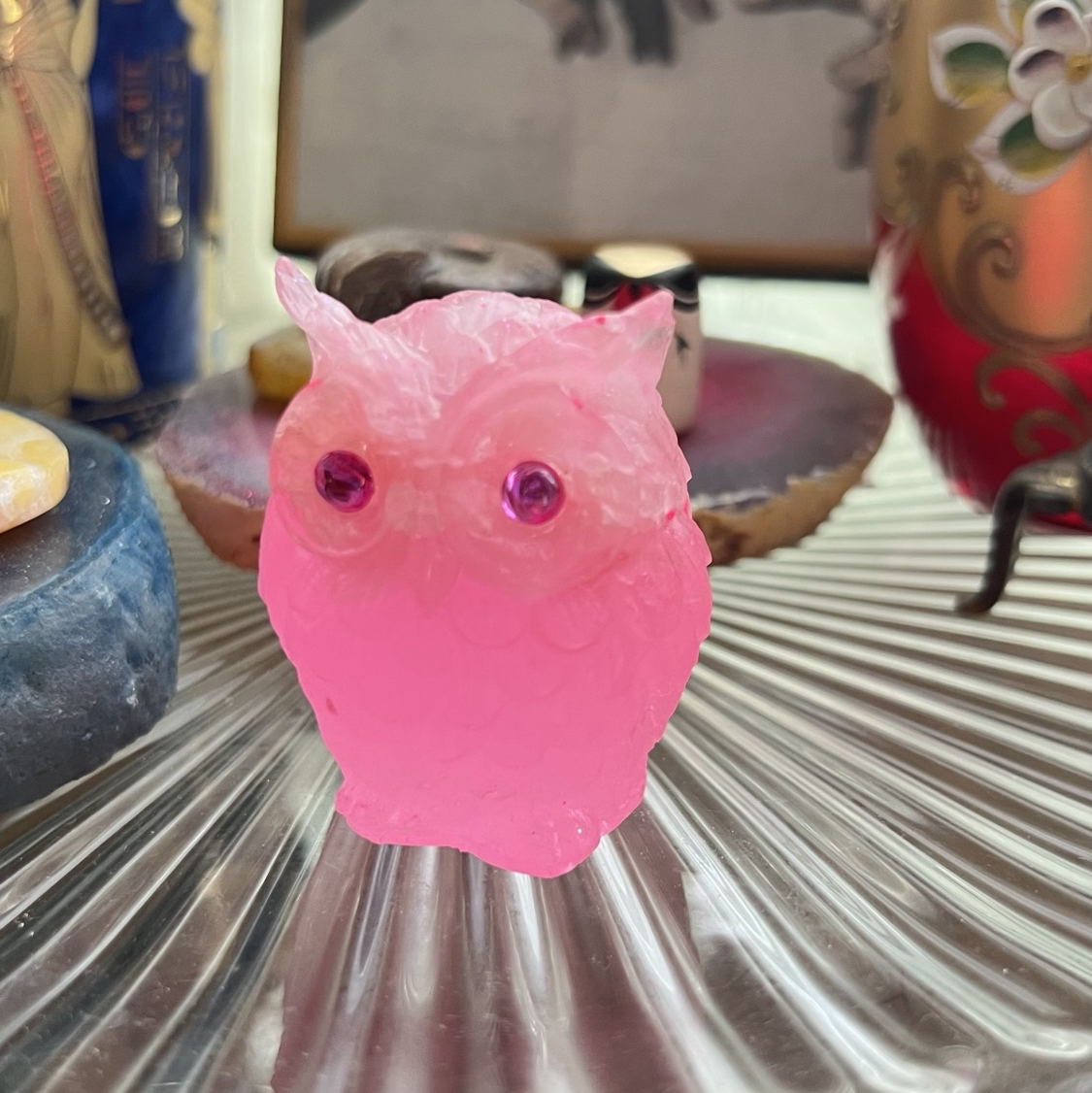送料込★幸運を呼ぶ?ピンクふくろうオルゴナイト★明るい未来⭐️